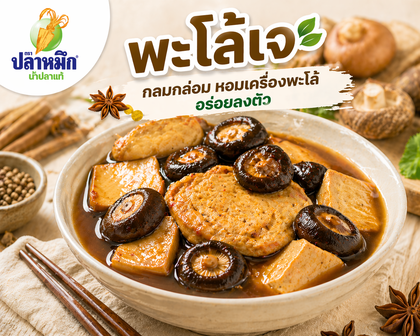 J-Festival Feast: J Five-Spice Stew: A popular braised dish offering a perfectly balanced sweet and savory flavor. Firm black tofu and textured vegetable protein (TVP) are used as meat substitutes, simmered until the rich broth deeply infuses every bite. Infused with aromatic Thai spices, it evokes the cozy feeling of a home-cooked meal by mom. Best of all, it stores well for multiple meals while maintaining its delicious taste.